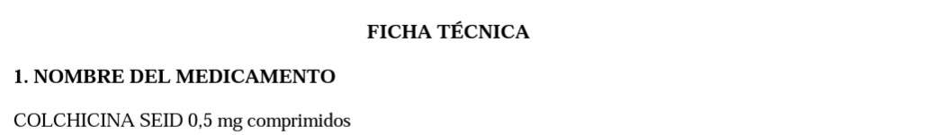 Ficha técnica Colchicina SEID 0,5mg